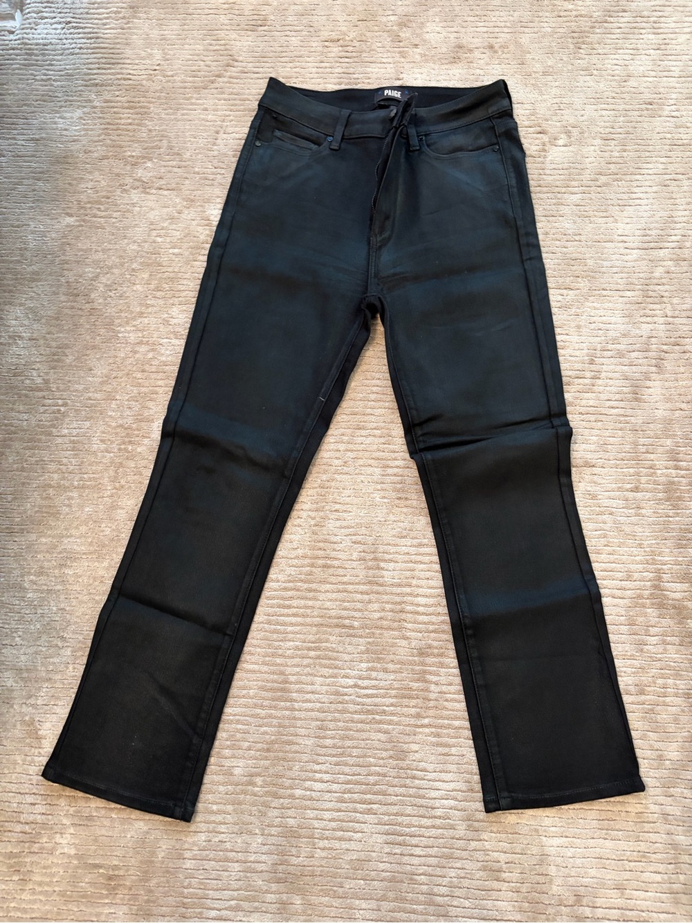 PAIGE Women's Black Boot Cut Jeans coated. Like new. Size 30